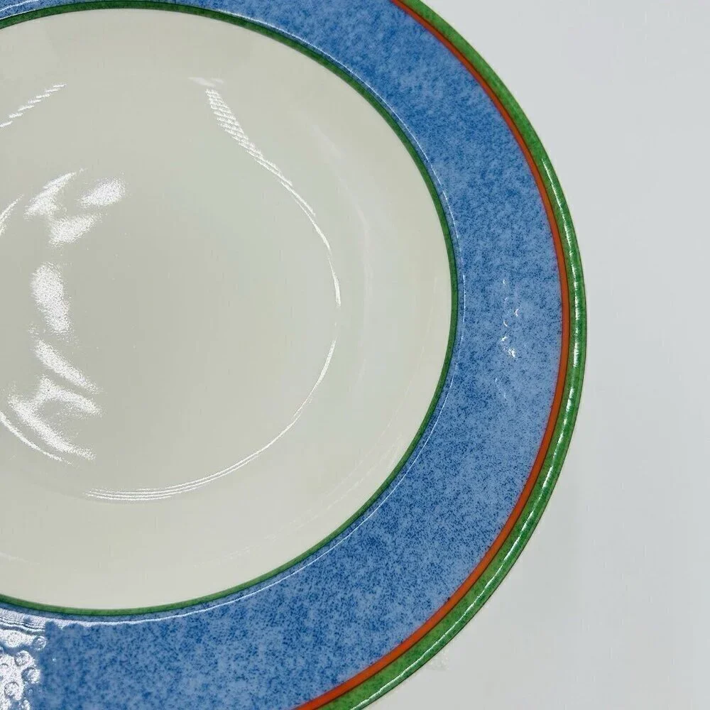 Villeroy & Boch TIPO VIVA Soup Pasta Salad Bowls Blue Wide Rim 9”